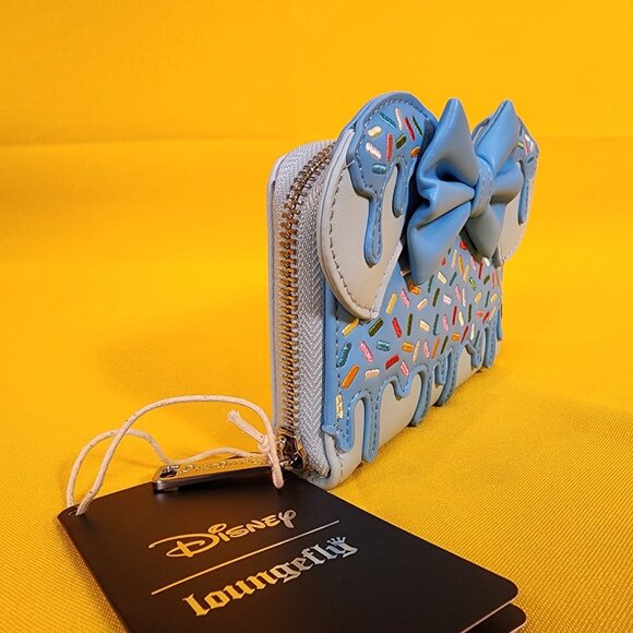 Loungefly Disney Minnie Mouse Lollipop Sprinkle Ears Small Zip Wallet Blue NEW - Picture 3 of 10